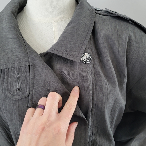Vintage 80s Designer Irving Posluns Trench Coat - Picture 11 of 15